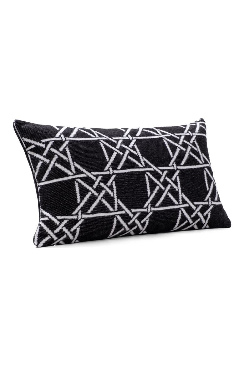 Lattice Work Decorative Throw Pillow, Alternate, color, BLACK
