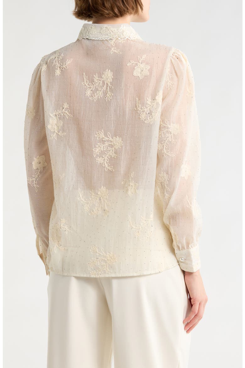 Embroidered Long Sleeve Top, Alternate, color, NATURAL