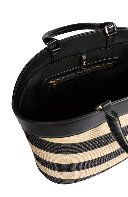 Lk Bennett Beatrice Stripe Straw Shoulder Bag In Natural/black