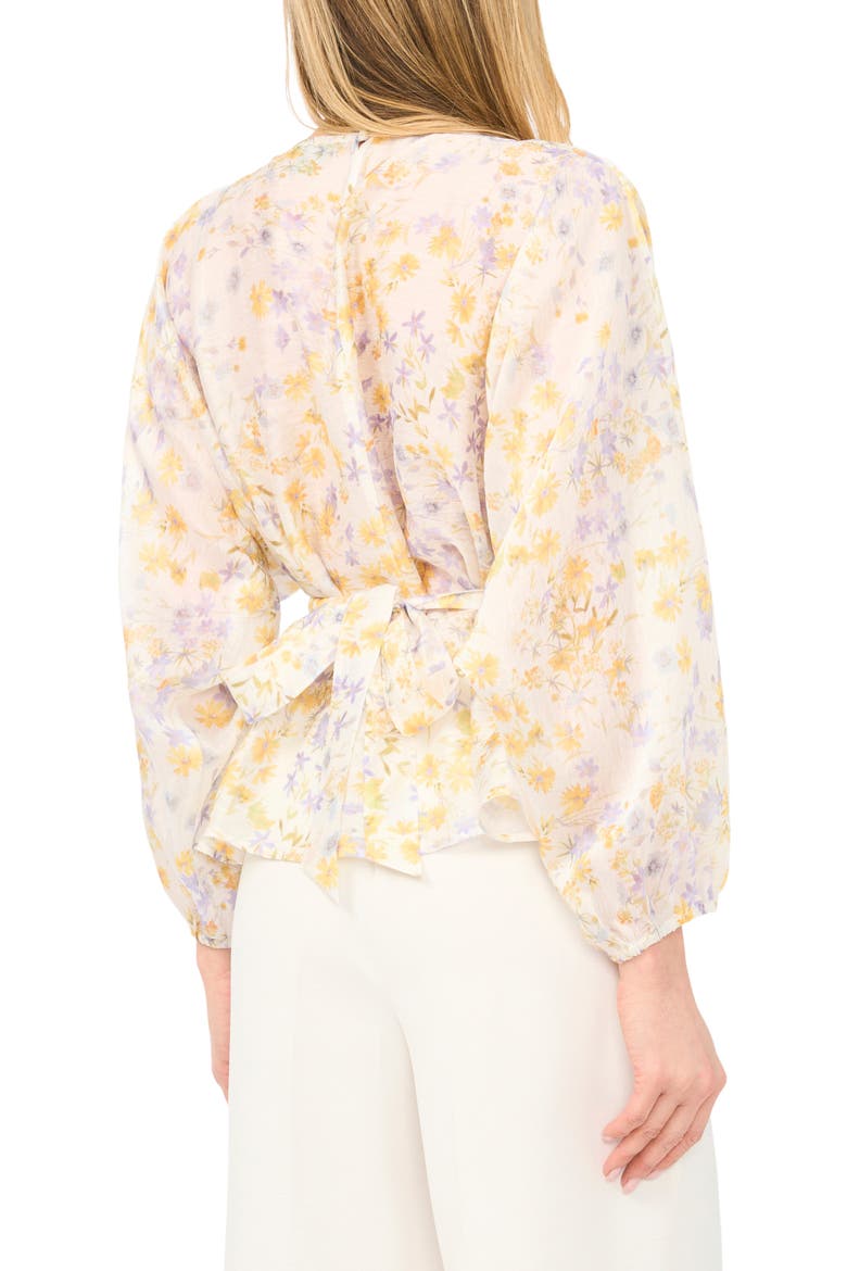 Ditsy Daisy Print Pleat Waist Top, Alternate, color, EGRET