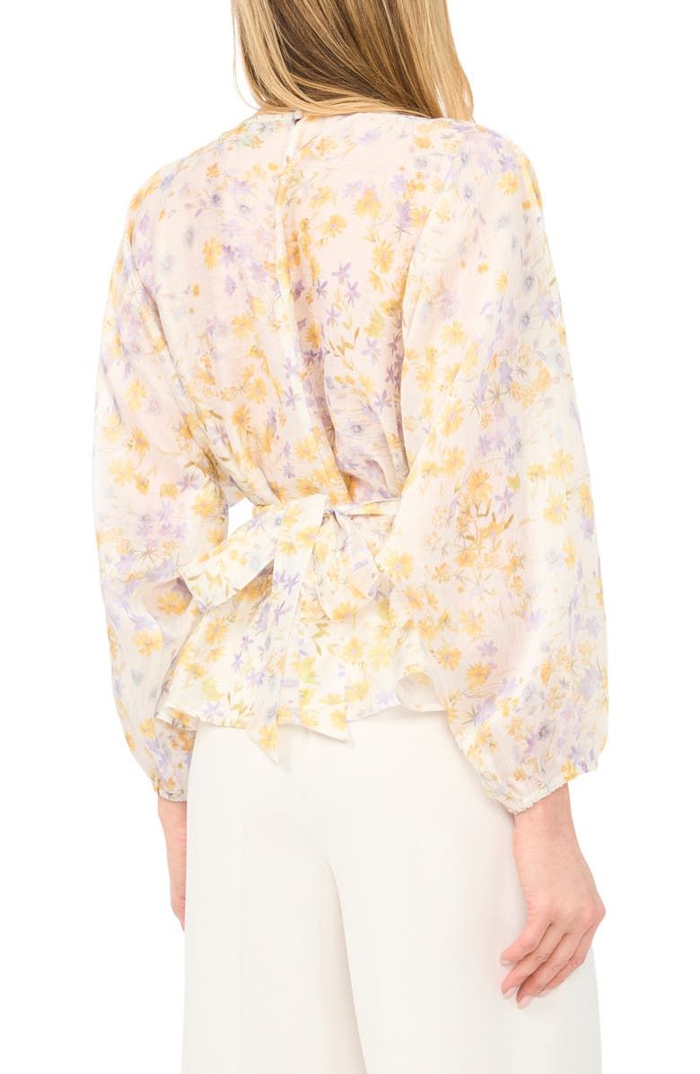 Halogen<sup>®</sup> Ditsy Daisy Print Pleat Waist Top, Alternate, color, Egret