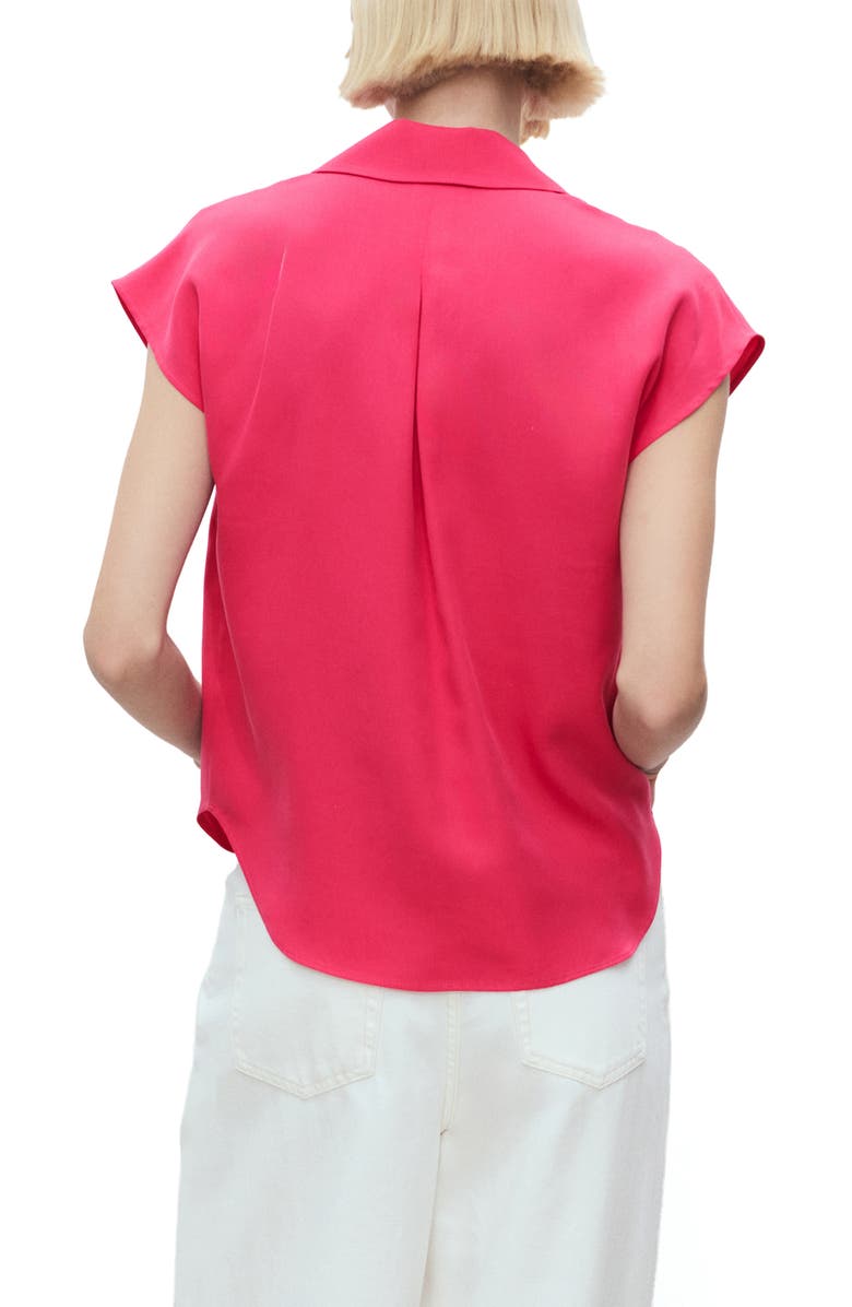 MANGO Cap Sleeve Button-Up Shirt, Alternate, color, Strawberry