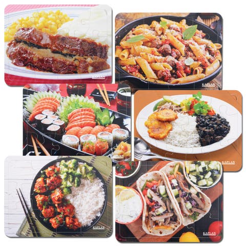 12-Piece Cultural Food Puzzles with Real Images - Set of 6