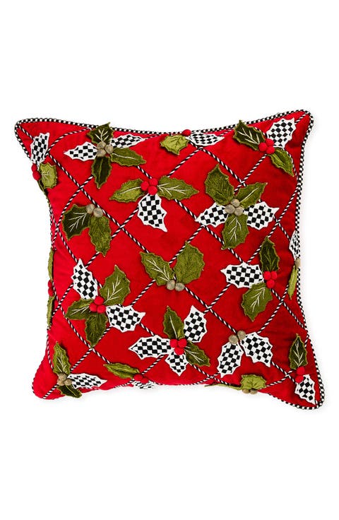 Holly Lattice Throw Pillow