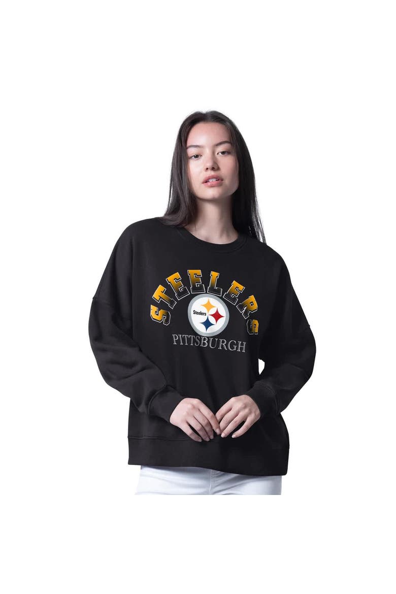 Women's G-III 4Her by Carl Banks Black Pittsburgh Steelers Oversized Feud Sweatshirt, Main, color, Black