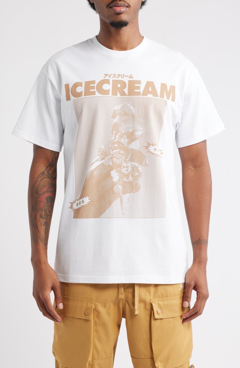 ICECREAM Sip Cotton Graphic T-Shirt, Main, color, White