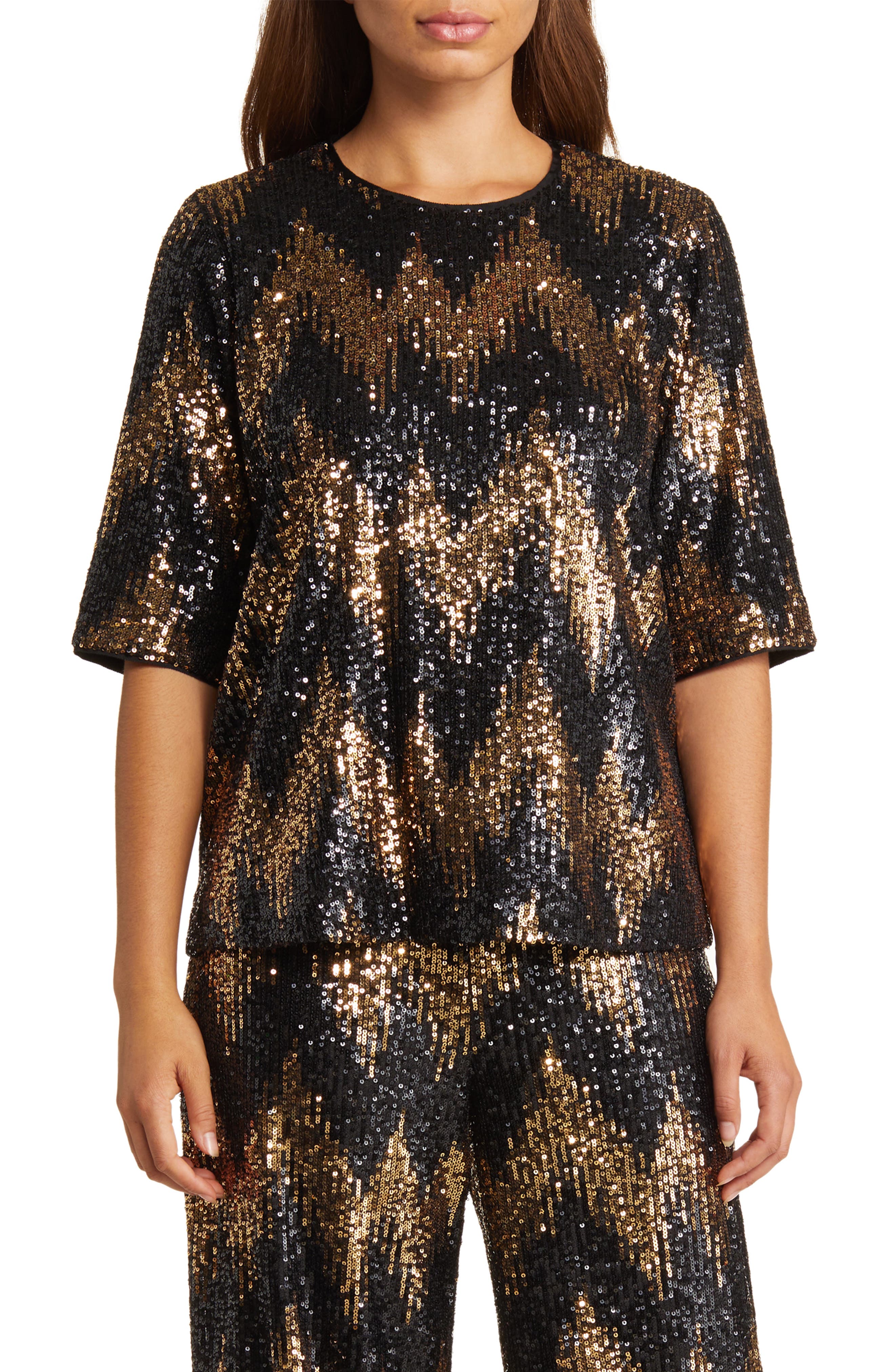 Madaila Chevron Sequin Top