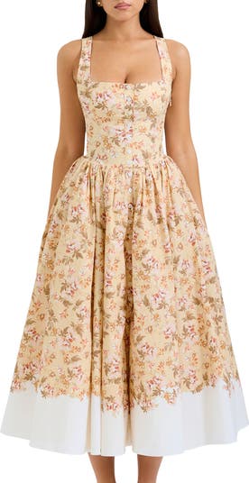 Alba Floral Stretch Cotton Midi Sundress
