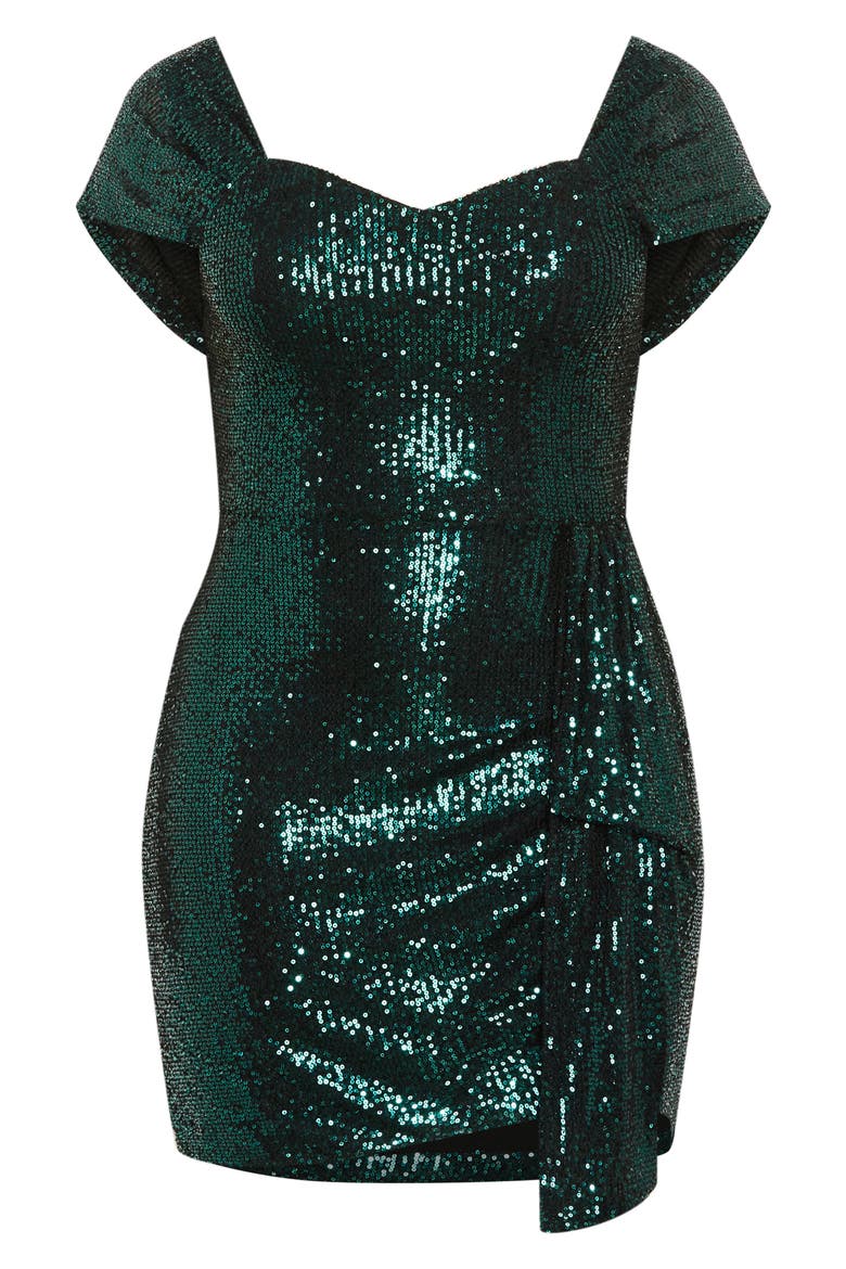 Liana Sequin Minidress, Alternate, color, EMERALD