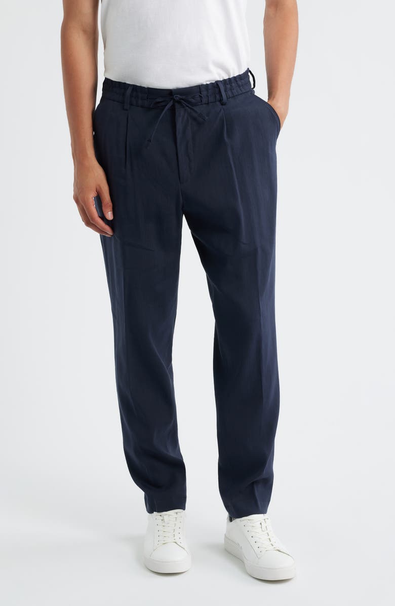 BOSS Perin Linen Blend Drawstring Pants, Main, color, Dark Blue