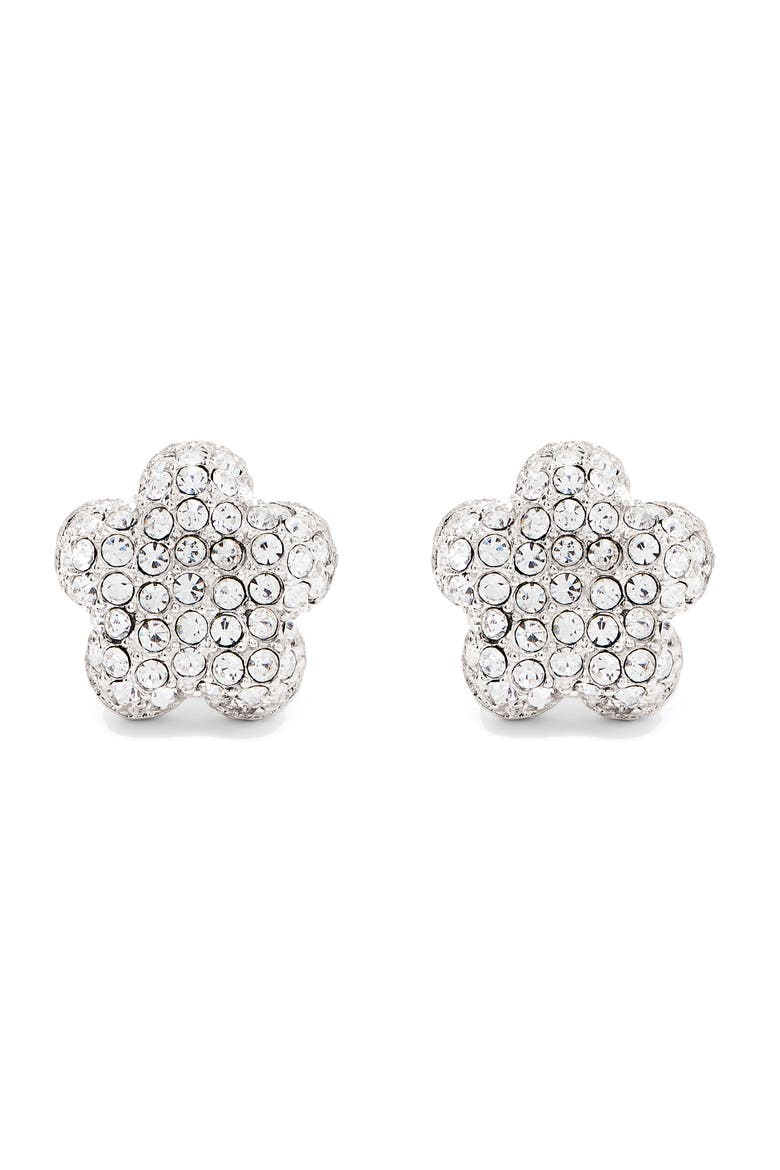 Daisy Pavé Stud Earrings, Main, color, SILVER/ CRYSTAL
