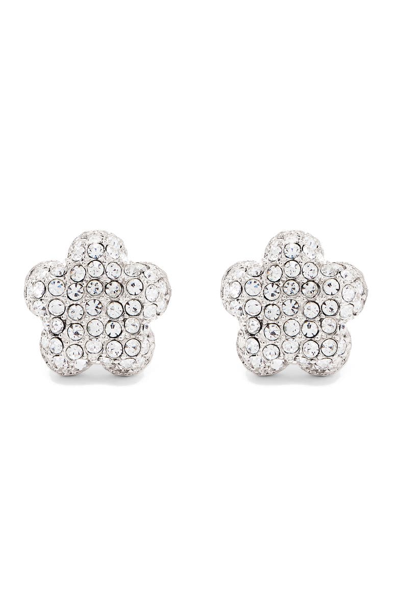 Marc Jacobs Daisy Pavé Stud Earrings, Main, color, Silver/ Crystal