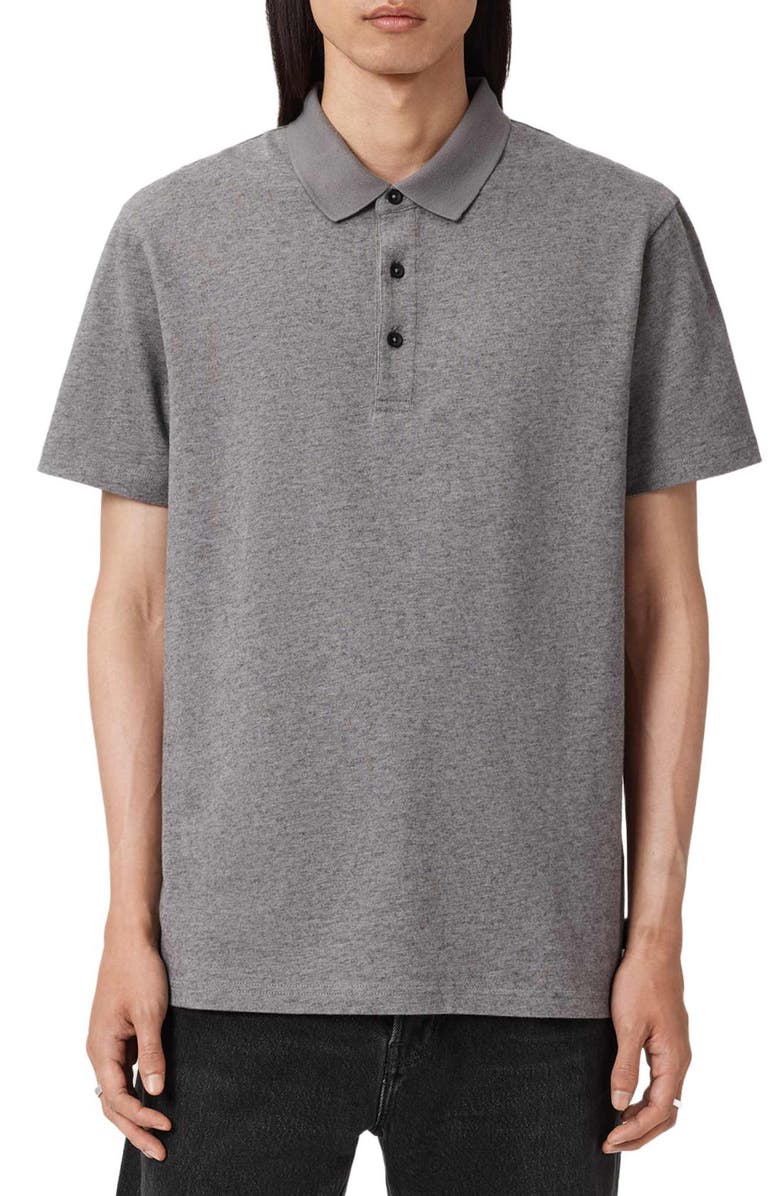 AllSaints Rowan Cotton & Wool Polo, Main, color, March Grey Marl