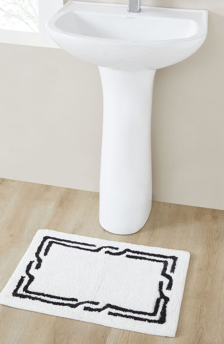 VCNY HOME Black & White Border Bath Rug, Alternate, color,