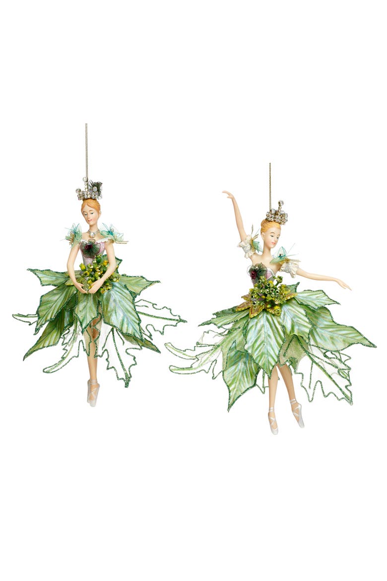 Ballerina Ornament, Green, Set of 2, Main, color, Light Green