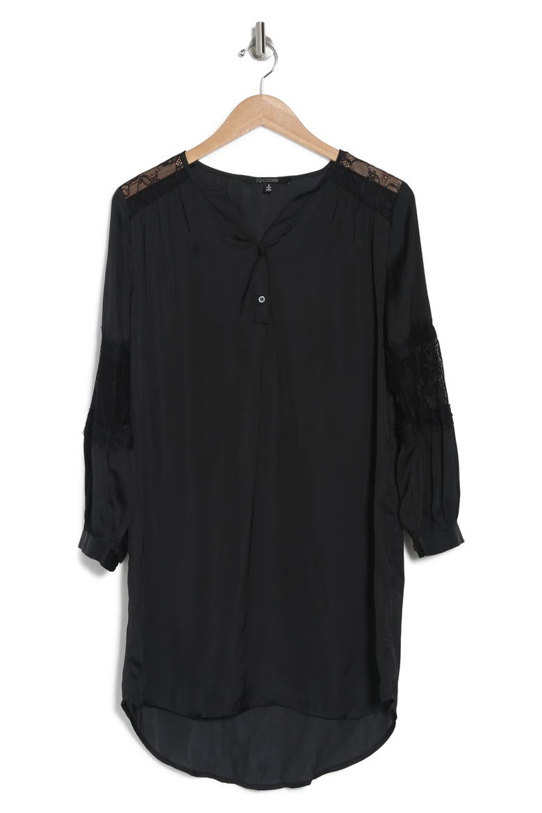 Lace Sleeve Shirt Dress, Alternate, color, BLACK