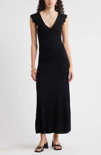 Chelsea28 Pointelle Flutter Maxi Sweater Dress