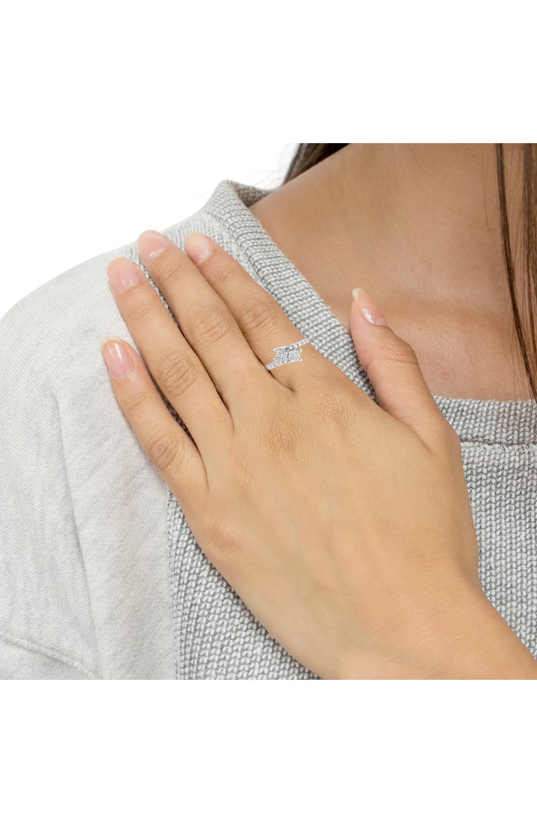 Haus of Brilliance 10K White Gold 1/4 Cttw Miracle Set Diamond Two-Stone Ring, Alternate, color, White