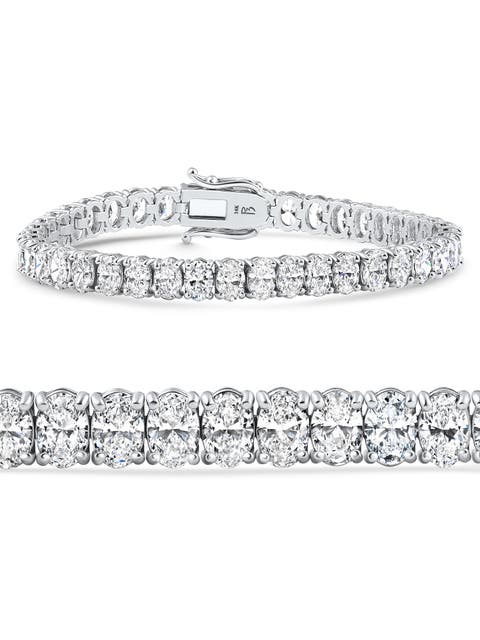 16Ct TW Oval Diamond Tennis Bracelet 14k Gold 7" Lab Grown
