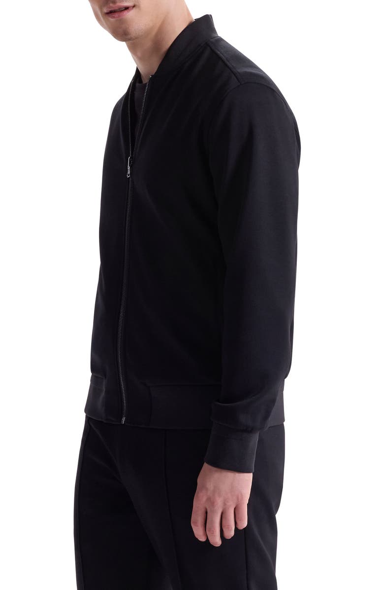 Bugatchi Soft Touch Knit Reversible Bomber Jacket, Alternate, color, Black