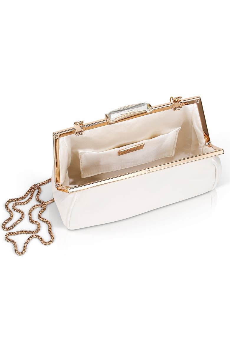 Jewel Badgley Mischka Sky Framed Clutch with Crystal Clasp, Alternate, color, White