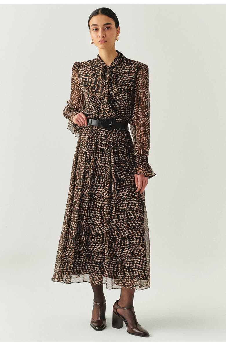 Exquise Teresa Chiffon Midi Skirt, Main, color, Brown