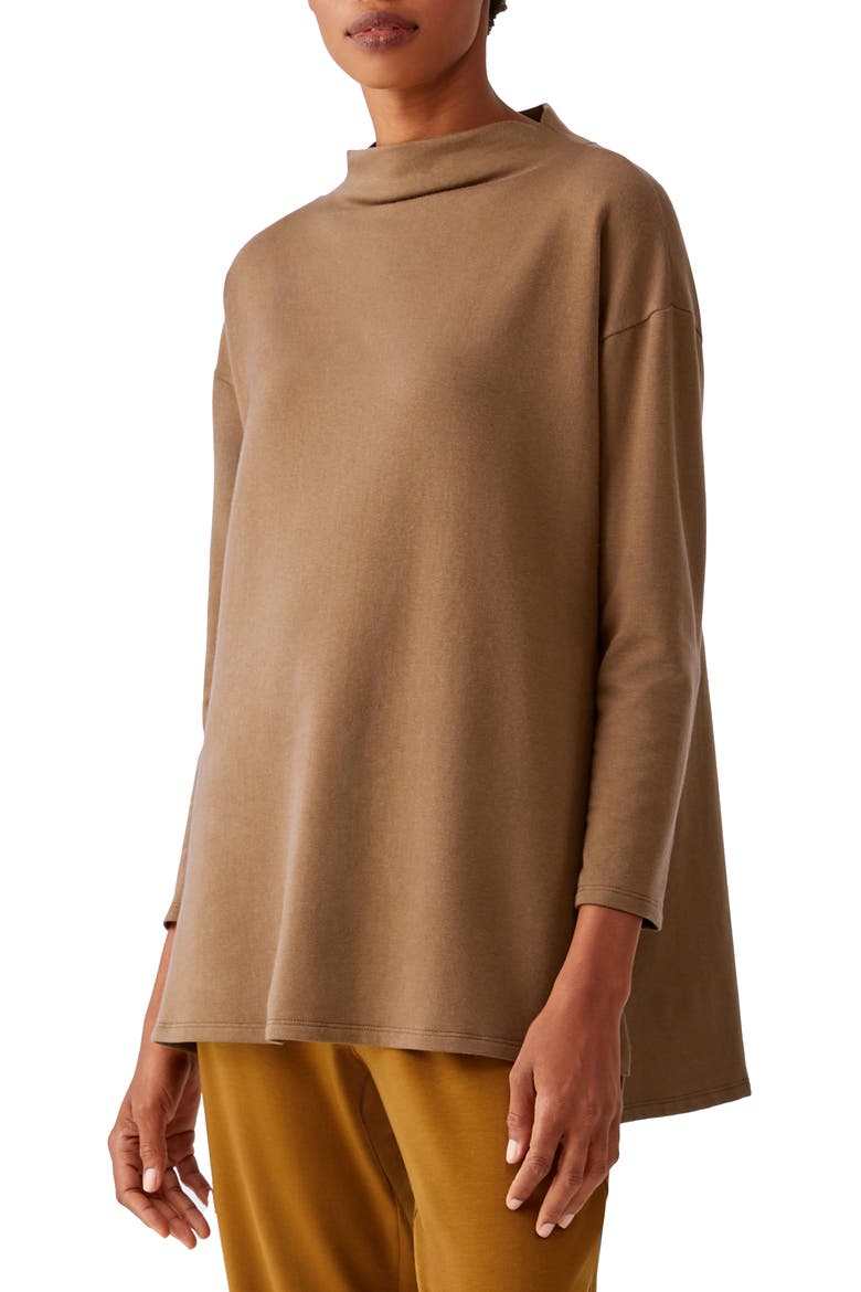 Funnel Neck Tunic Sweater, Main, color, HAZEL