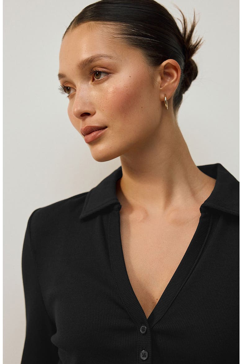 Collar Rib Top, Alternate, color, BLACK