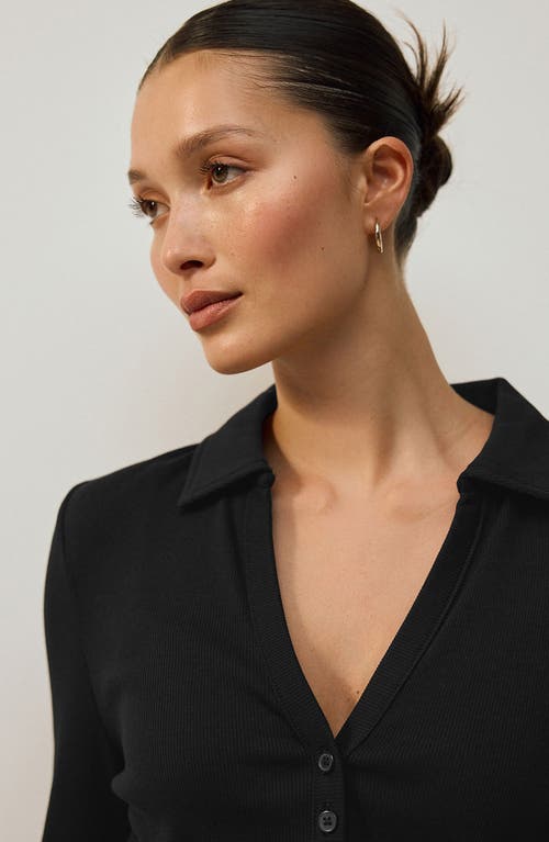 Next Collar Rib Top In Black