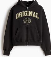 H&M Oversized Fit Printed Zip-through Hoodie