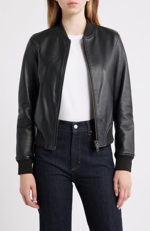 Frye Classic Leather Bomber Jacket In Brown