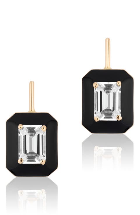 Queen Emerald Cut Lever-Back Earrings