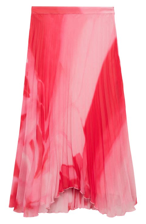 Pleated Handkerchief Hem Skirt