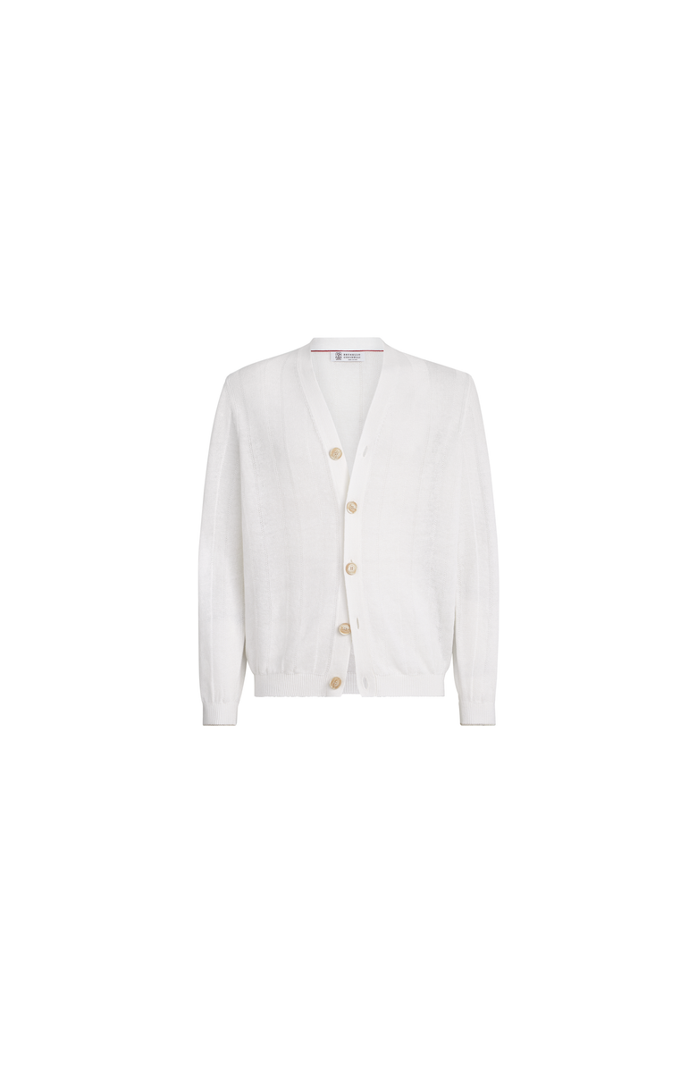 Brunello Cucinelli Linen and cotton cardigan, Alternate, color, White