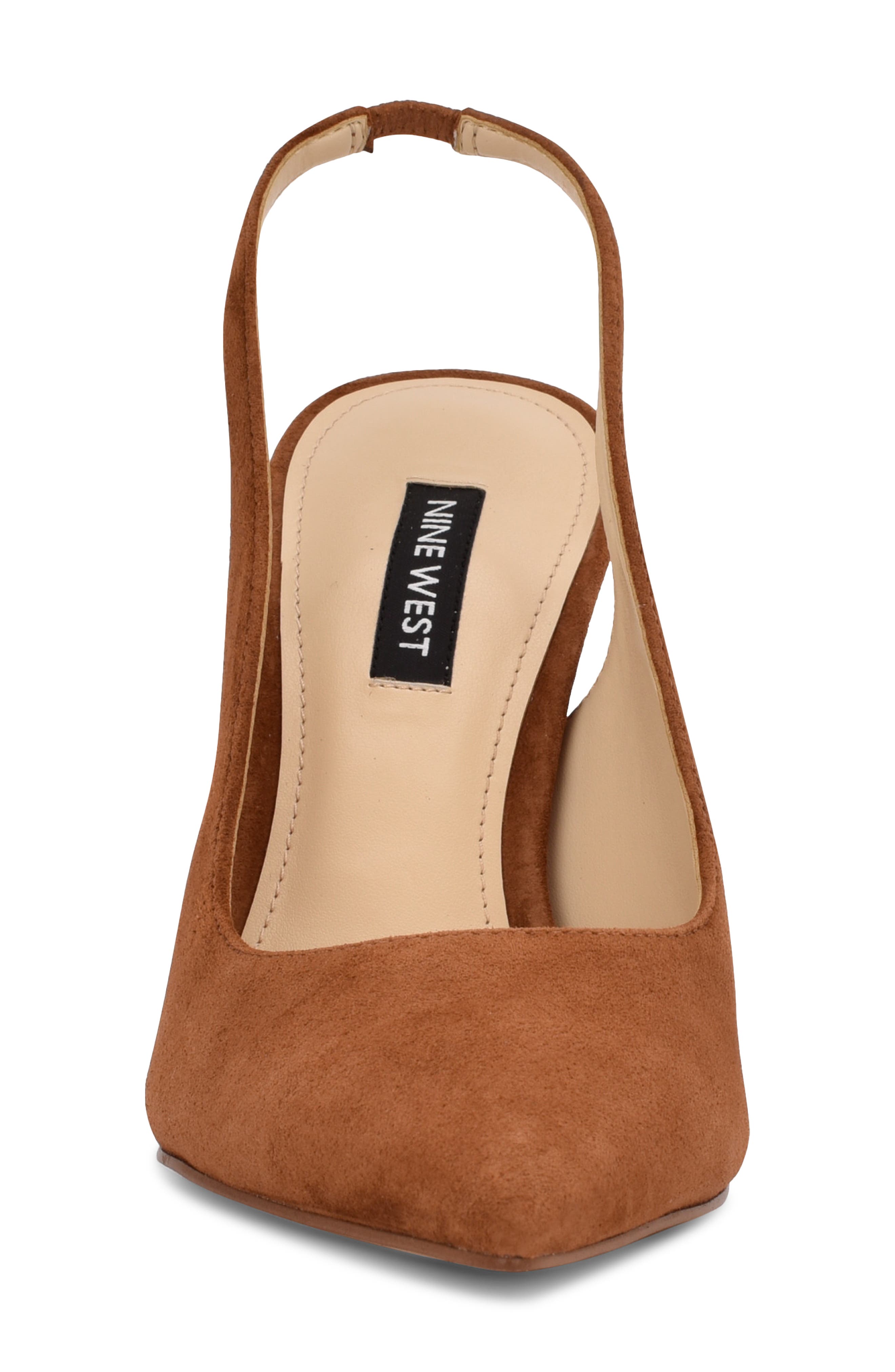 Feather Slingback Pump, Alternate, color, COGNAC SUEDE