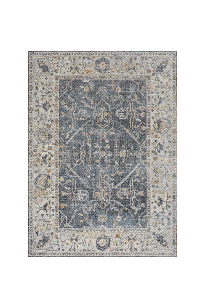 Brandy Rustic Border Low-Pile Machine-Washable Area Rug, Alternate, color, Dark Gray/Cream
