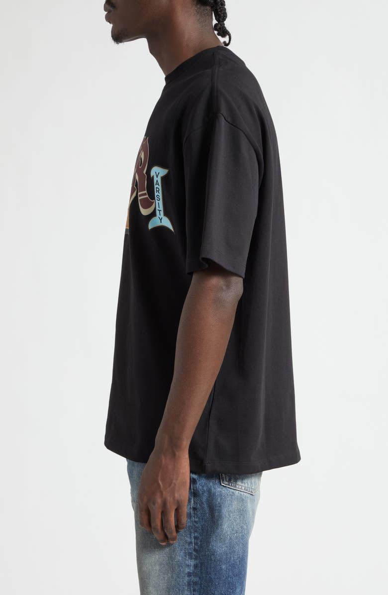 AMIRI Varsity Patch Oversize Cotton T-Shirt, Alternate, color, Black