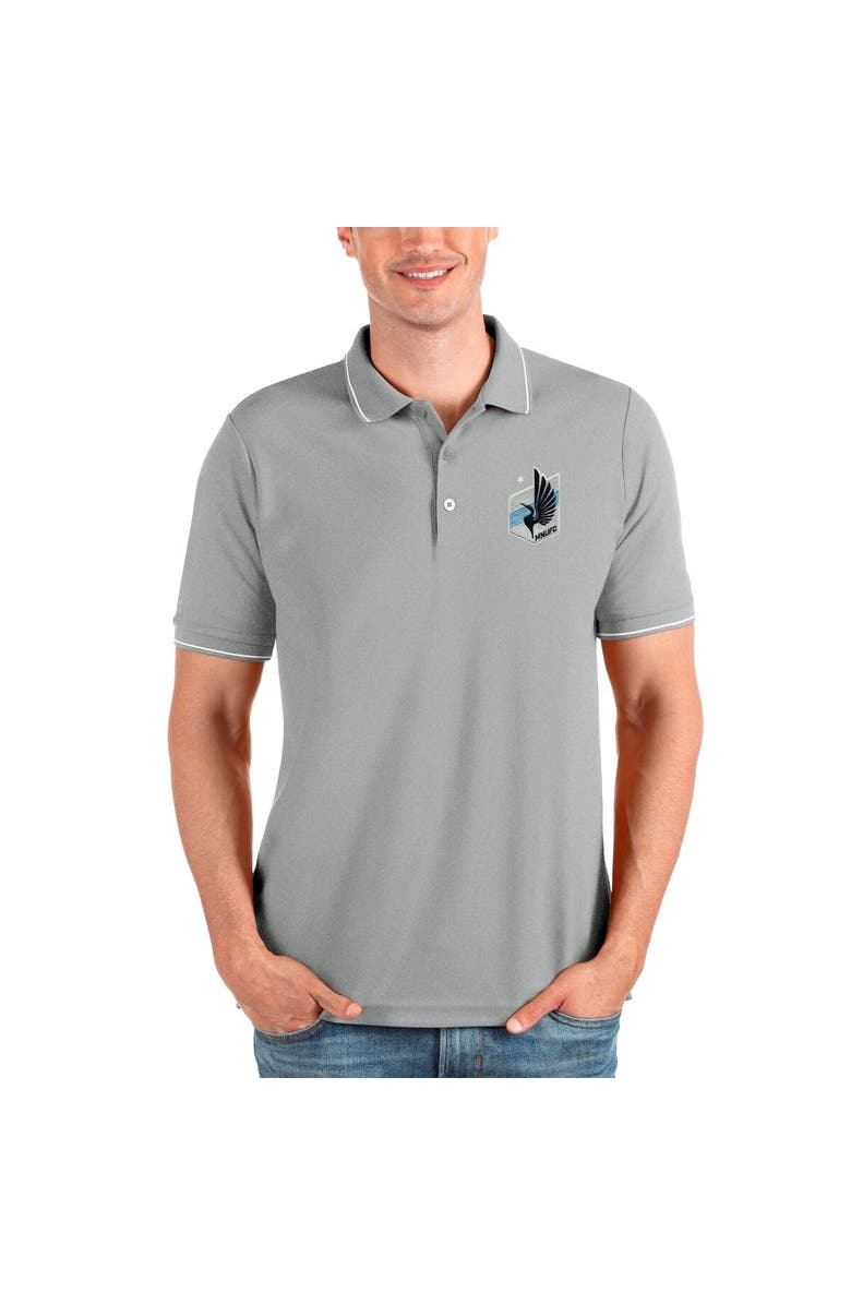 ANTIGUA Men's Antigua Heather Gray Minnesota United FC  Solid Pique Polo, Alternate, color, 