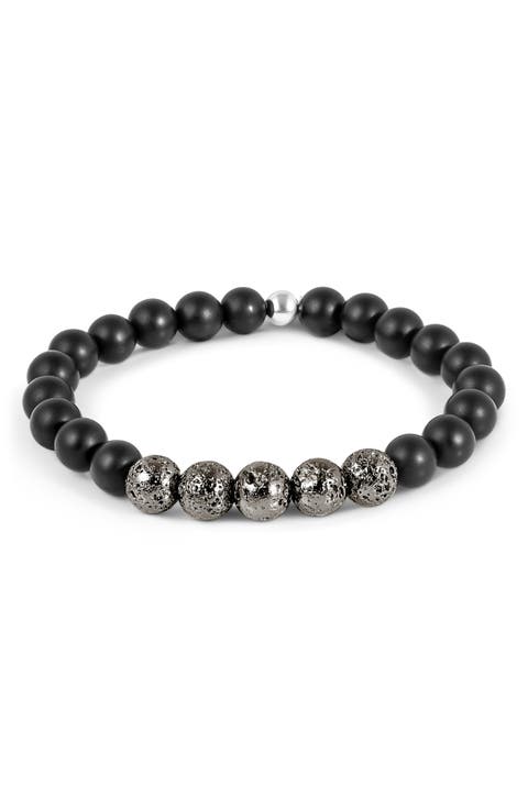 Men's Vesuvius Agate Beaded Stretch Bracelet