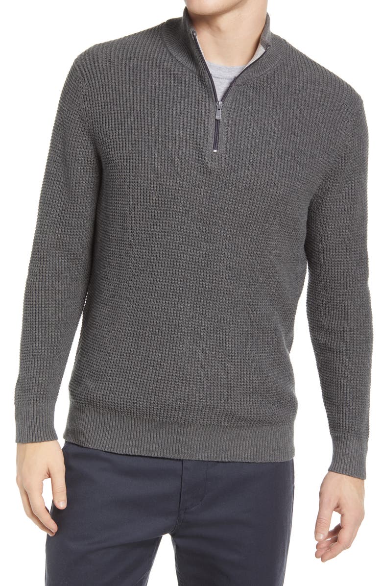 The Normal Brand Waffle Knit Quarter Zip Pullover, Main, color,
