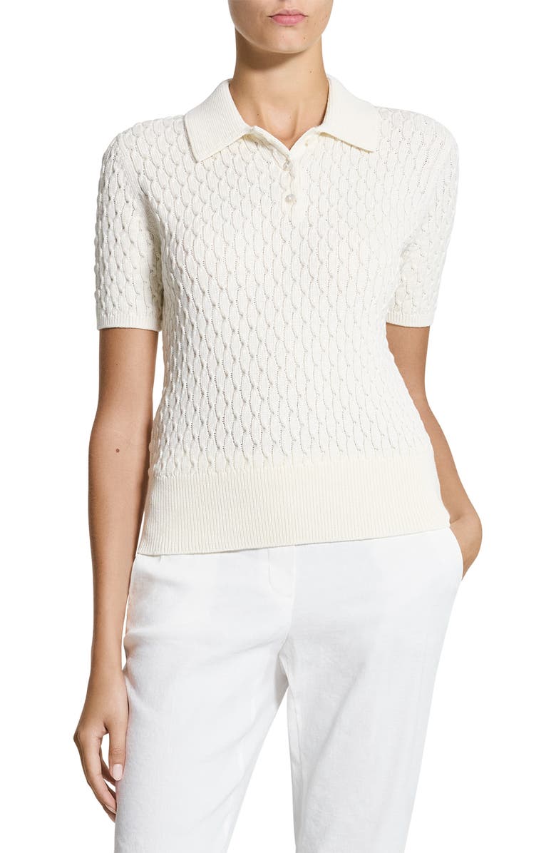 Theory Textured Cable Knit Organic Cotton Polo, Main, color, 