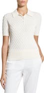 Theory Textured Cable Knit Organic Cotton Polo