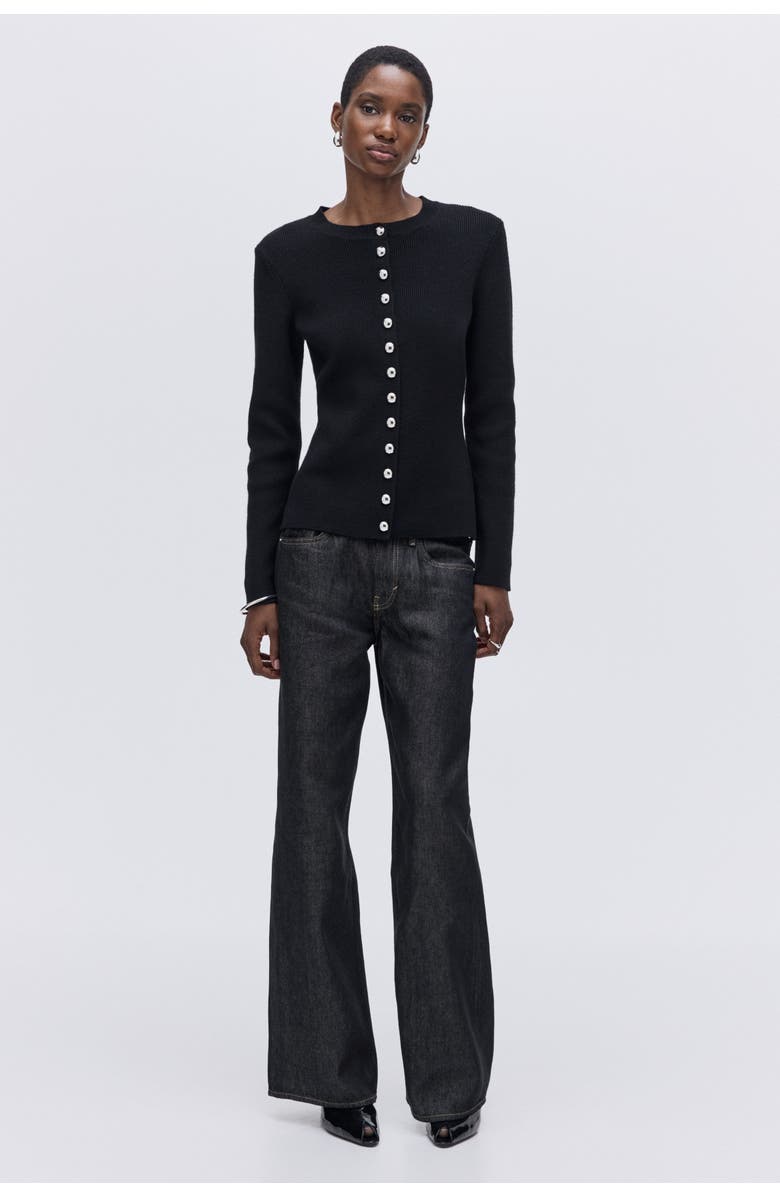 H&M Fitted Cardigan, Alternate, color, Black