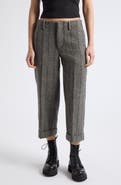 R13 Stripe Crop Virgin Wool Cuffed Trousers