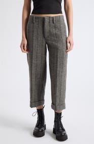 R13 Stripe Crop Virgin Wool Cuffed Trousers