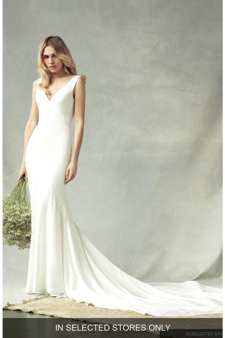 Annabelle Trumpet Wedding Dress, Main, color, IVORY