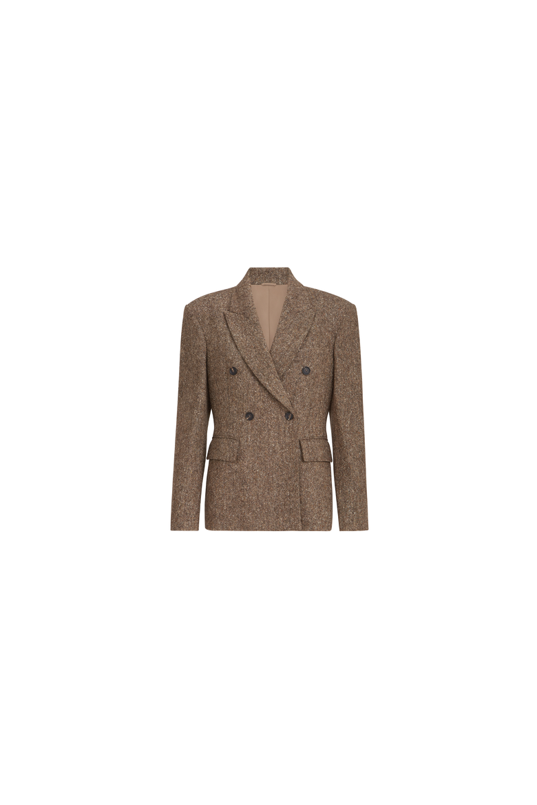 Virgin wool donegal blazer with monili, Alternate, color, Light Brown