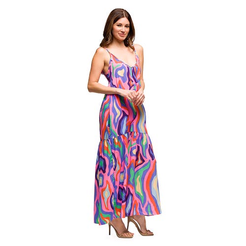 24seven Comfort Apparel Maternity Multicolor Lightweight Spaghetti Strap Pocket Maxi Dre In Multi