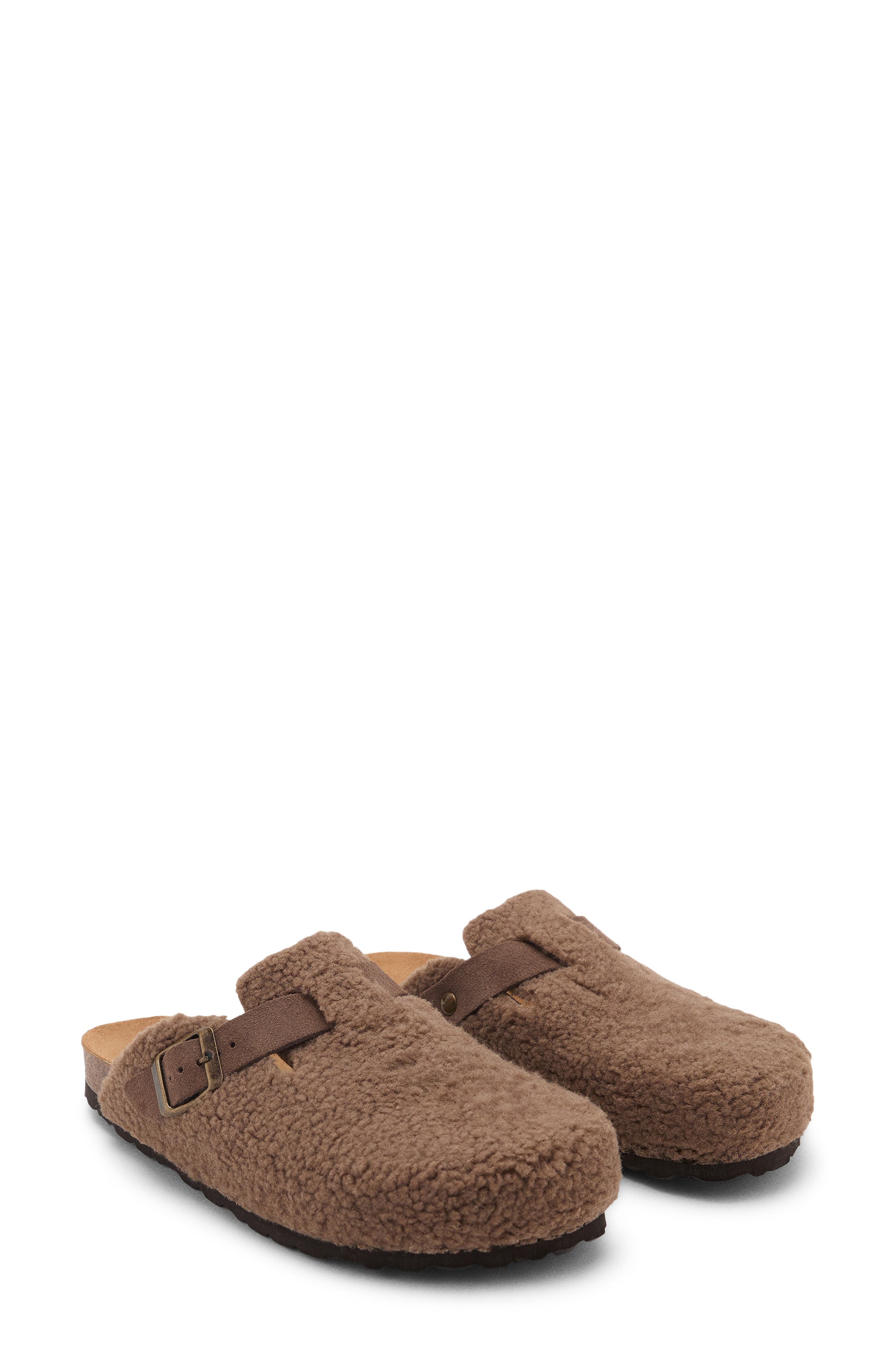MANGO TEEN Faux Shearling Clog, Main, color, Brown