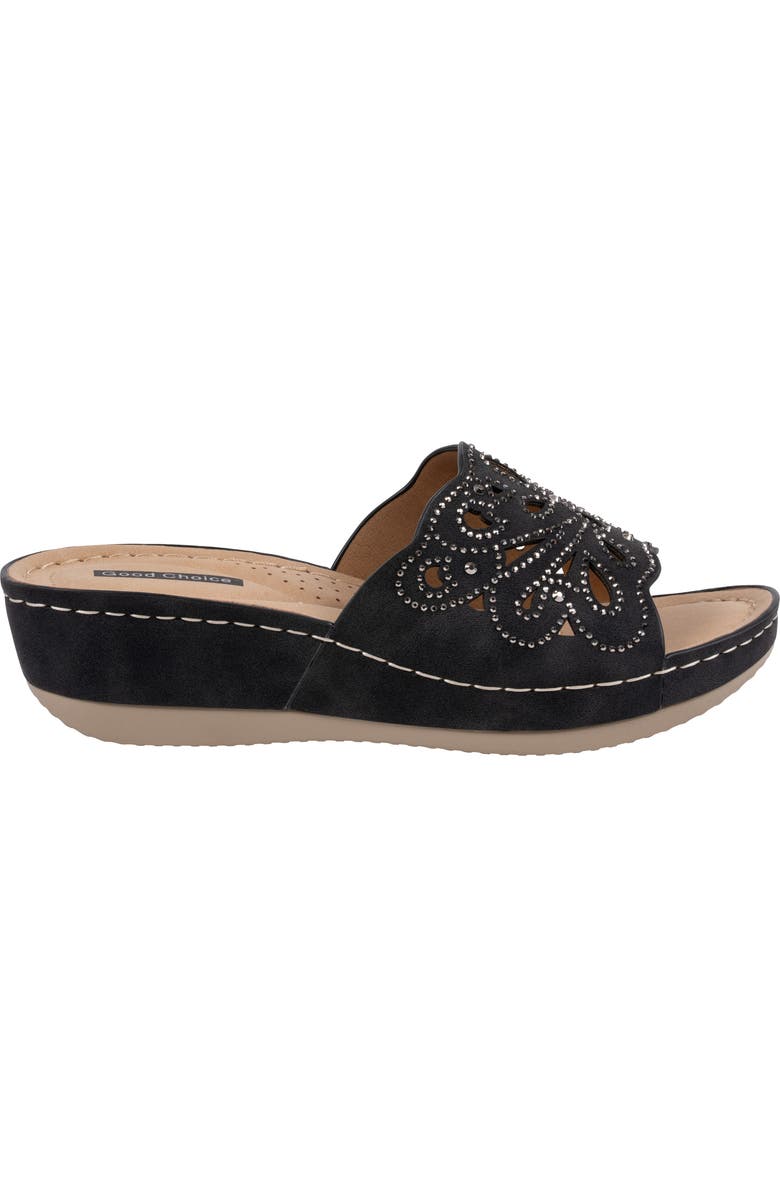GOOD CHOICE NEW YORK Izzy Embellished Wedge Sandal, Alternate, color, Black